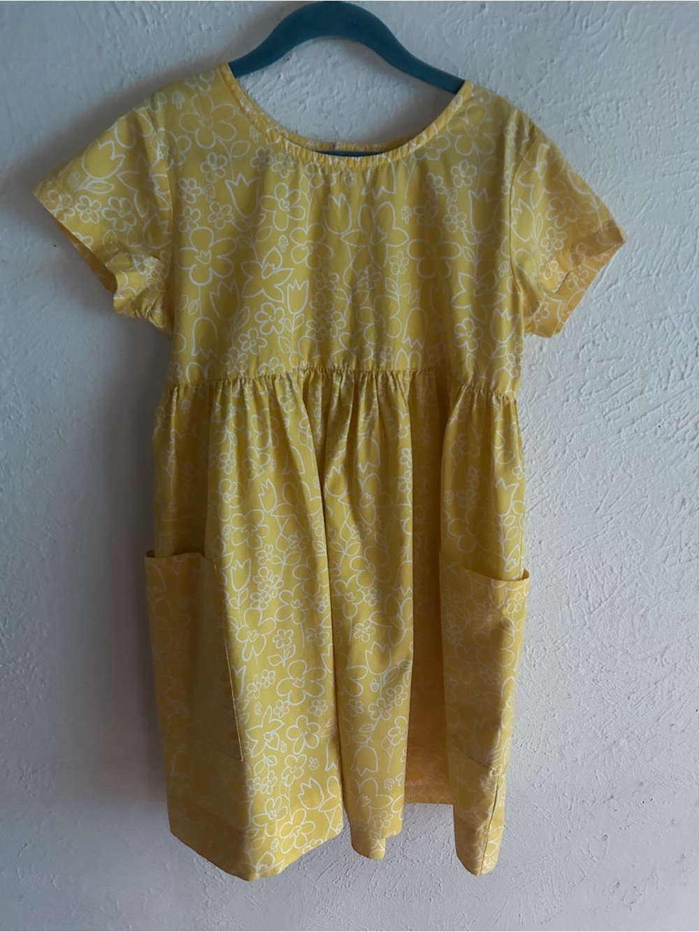Hanna Andersson Yellow Floral Pocket Dress Girls Size 130 / US 8